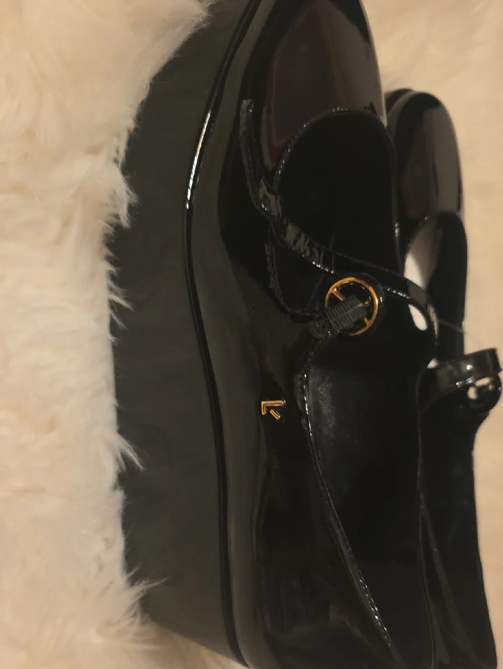 Larroude Black Patent Mary Jane Platform Shoes